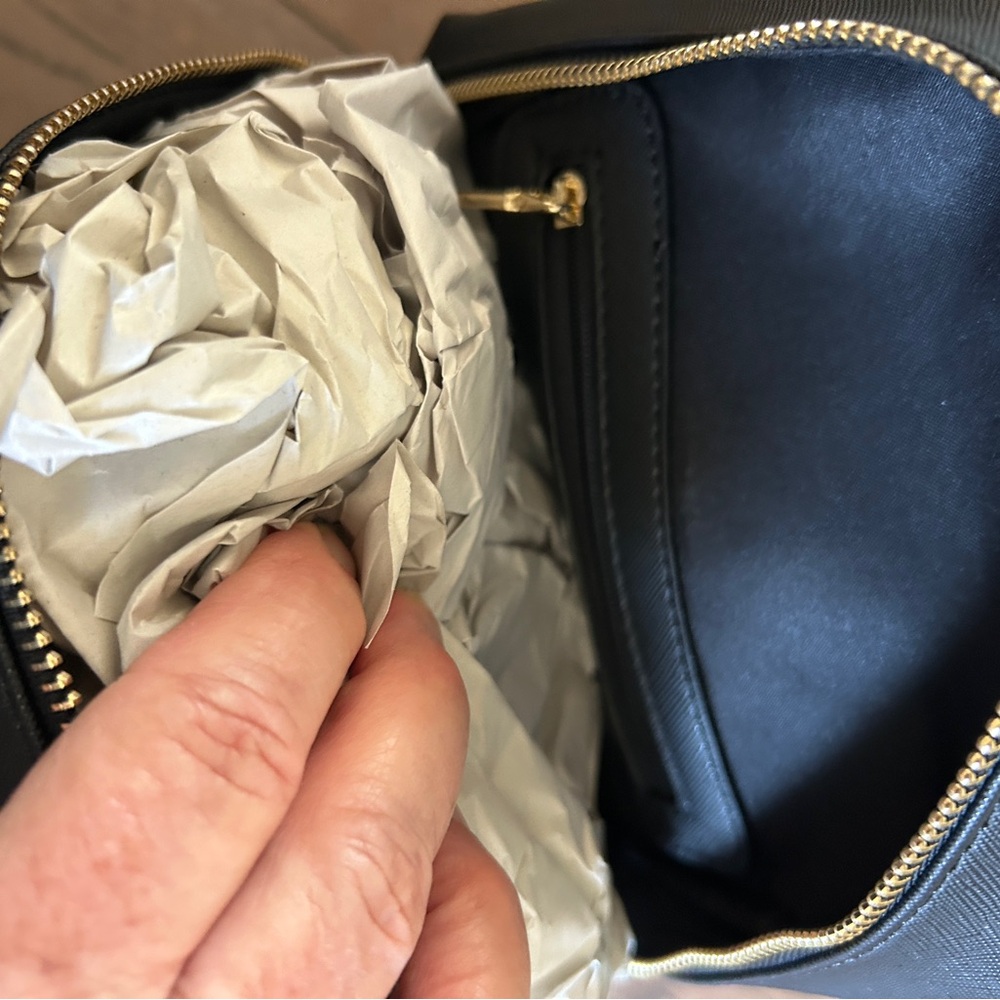 NWT! Bebe Yolanda Sling Backpack in Black with Gold Hardware - Picture 11 of 13
